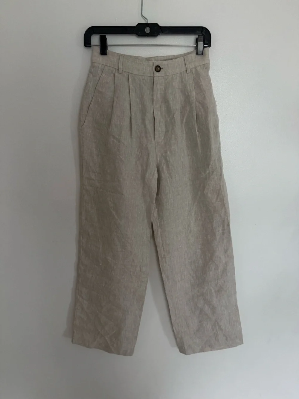 Reformation Pants Mason Pleated Trouser in Oatmeal Cream